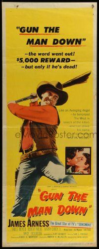 5z191 GUN THE MAN DOWN insert '56 James Arness terrorized the West in search of killers!