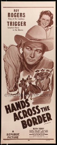 5z199 HANDS ACROSS THE BORDER insert R54 wonderful close up artwork of cowboy Roy Rogers!