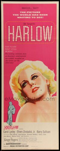 5z202 HARLOW insert '65 great artwork of Carol Lynley as The Blonde Bombshell!