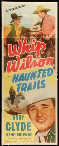 5z203 HAUNTED TRAILS insert '49 cowboy Whip Wilson, Andy Clyde, Reno Browne!