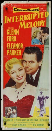 5z221 INTERRUPTED MELODY insert '55 Glenn Ford, Eleanor Parker as opera singer Marjorie Lawrence!