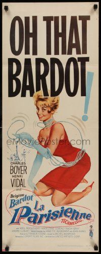 5z231 LA PARISIENNE insert '58 great sexy artwork of Brigitte Bardot in red dress!