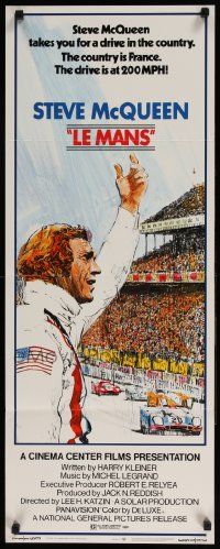 5z237 LE MANS insert '71 classic Tom Jung artwork of race car driver Steve McQueen waving at fans!