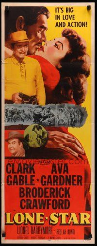 5z245 LONE STAR insert '51 Clark Gable with gun & close up kissing sexy Ava Gardner!