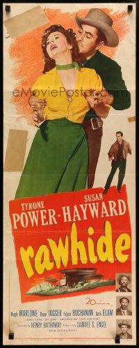 5z339 RAWHIDE insert '51 Tyrone Power & pretty Susan Hayward in western action!