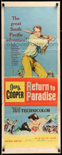 5z349 RETURN TO PARADISE insert '53 art of Gary Cooper, from James A. Michener's story!