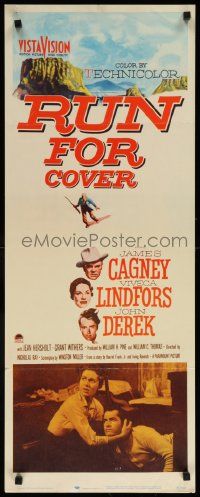 5z361 RUN FOR COVER insert '55 James Cagney, Viveca Lindfors, John Derek, directed by Nicholas Ray!
