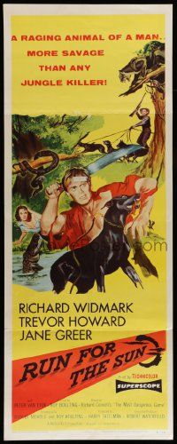 5z362 RUN FOR THE SUN insert '56 Richard Widmark finds Nazis in Central American jungle!