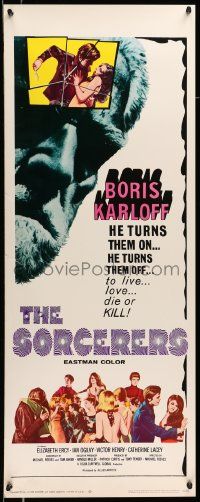 5z406 SORCERERS insert '67 Boris Karloff turns them on & off to live, love, die or KILL!