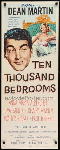 5z435 TEN THOUSAND BEDROOMS insert '57 art of Dean Martin & sexy Anna Maria Alberghetti in bed