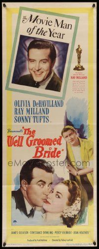 5z484 WELL GROOMED BRIDE insert '46 great art of Olivia de Havilland & Ray Milland kiss close up!
