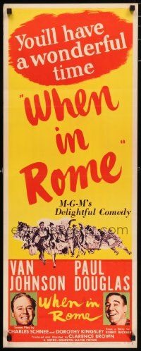 5z485 WHEN IN ROME insert '52 Clarence Brown directed, Van Johnson, Paul Douglas!