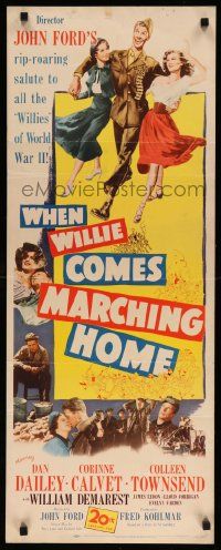 5z487 WHEN WILLIE COMES MARCHING HOME insert '50 John Ford's rip-roaring salute to World War II!