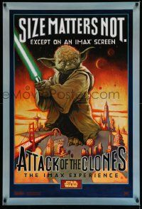 6a291 ATTACK OF THE CLONES style A IMAX DS 1sh '02 Star Wars Episode II, art of Yoda!