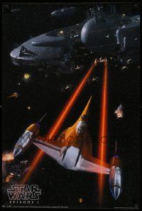 6a368 PHANTOM MENACE 24x36 commercial poster '99 George Lucas, Star Wars Episode I, space battle!
