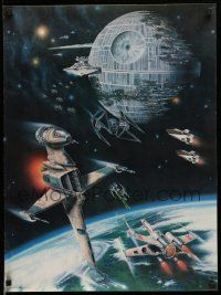 6a378 RETURN OF THE JEDI fan club 20x27 commercial poster '83 huge epic sci-fi battle over Endor!