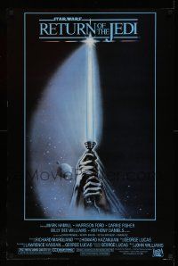 6a375 RETURN OF THE JEDI 24x36 commercial poster '83 art of hands holding lightsaber by Reamer!