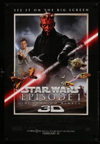 6a290 PHANTOM MENACE advance DS 1sh R12 Star Wars Episode I in 3-D, different image of Darth Maul!