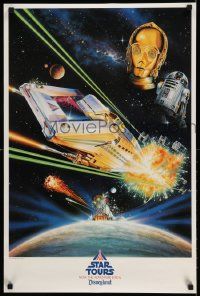 6a339 STAR TOURS 20x30 special '87 Walt Disney & Star Wars, cool sci-fi artwork by Kriegler!