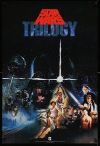 6a182 STAR WARS TRILOGY 26x38 video poster '90 George Lucas produced classics!