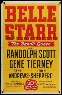 6b100 BELLE STARR 1sh R48 female outlaw Gene Tierney as The Bandit Queen!