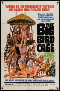 6b107 BIG BIRD CAGE 1sh '72 Pam Grier, Roger Corman, classic chained women art by Joe Smith!
