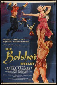 6b006 BOLSHOI BALLET English 1sh '57 wonderful art of sexy dancer Galina Ulanova held aloft!