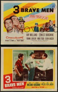 6c021 3 BRAVE MEN 8 LCs '57 Ray Milland, Ernest Borgnine, drama torn from the stormy heart of life!