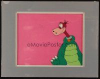 6d165 PEBBLES CEREAL matted animation cel '80s wacky cartoon image of Dino in dinosaur costume!