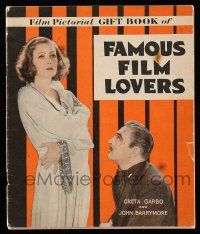 6d415 FAMOUS FILM LOVERS English magazine '30s Greta Garbo & John Barrymore, full-page photos!