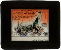 6d126 WHIP WOMAN glass slide '28 wonderful art of sexy Estelle Taylor wielding whip over many men!