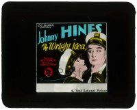 6d130 WRIGHT IDEA glass slide '28 Johnny Hines invents glows-in-the-dark ink & it saves his life!