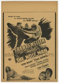 6d359 FRANKENSTEIN MEETS THE WOLF MAN herald '43 Bela Lugosi, Ilona Massey & Lon Chaney Jr.!
