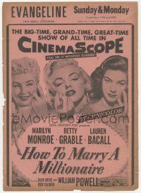 6d367 HOW TO MARRY A MILLIONAIRE herald '53 sexy Marilyn Monroe, Betty Grable & Lauren Bacall!