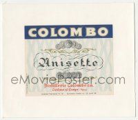6d193 COLOMBO linen Italian 4x5 wine label '50s advertising their Anisette liqueur!