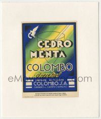 6d198 COLOMBO linen Italian 4x6 wine label '50s advertising their Cedro Menta brand of wine!