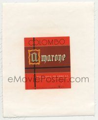 6d202 COLOMBO linen Italian 5x5 wine label '50s advertising their Amarone brandy!