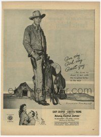 6d247 ALONG CAME JONES magazine ad '45 classic Norman Rockwell art of Gary Cooper full-length!