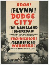 6d258 DODGE CITY magazine ad '39 Errol Flynn, Olivia De Havilland, Michael Curtiz cowboy classic!