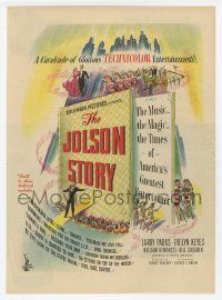 6d264 JOLSON STORY magazine ad '46 Larry Parks & Evelyn Keyes, great Barry E. Phillips art!
