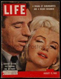 6d431 LIFE MAGAZINE magazine August 15, 1960 Marilyn Monroe co-stars with French idol Yves Montand