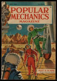 6d486 POPULAR MECHANICS magazine May 1950 cool art of astronauts on the moon by Ed Lafferty!