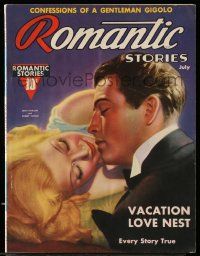 6d491 ROMANTIC STORIES magazine July 1937 great art of Jean Harlow & Robert Taylor about to kiss!
