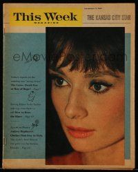 6d501 THIS WEEK magazine November 11, 1962 cover of the world's best dressed star Audrey Hepburn!