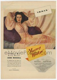 6d285 YOUNG WIDOW magazine ad '46 art of world's most exciting sexy brunette Jane Russell!