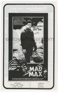 6d147 MAD MAX Australian press sheet '79 George Miller post-apocalyptic classic, Mel Gibson, rare!