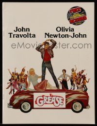 6d834 GREASE souvenir program book '78 Travolta & Olivia Newton-John, includes soundtrack record!