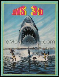 6d865 JAWS 3-D souvenir program book '83 Gary Meyer shark artwork, the third dimension is terror!