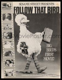 6d223 FOLLOW THAT BIRD promo brochure '85 pseudo candids of Big Bird & the Sesame Street cast!