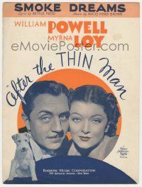 6d507 AFTER THE THIN MAN sheet music '36 William Powell, Myrna Loy & Asta the dog, Smoke Dreams!